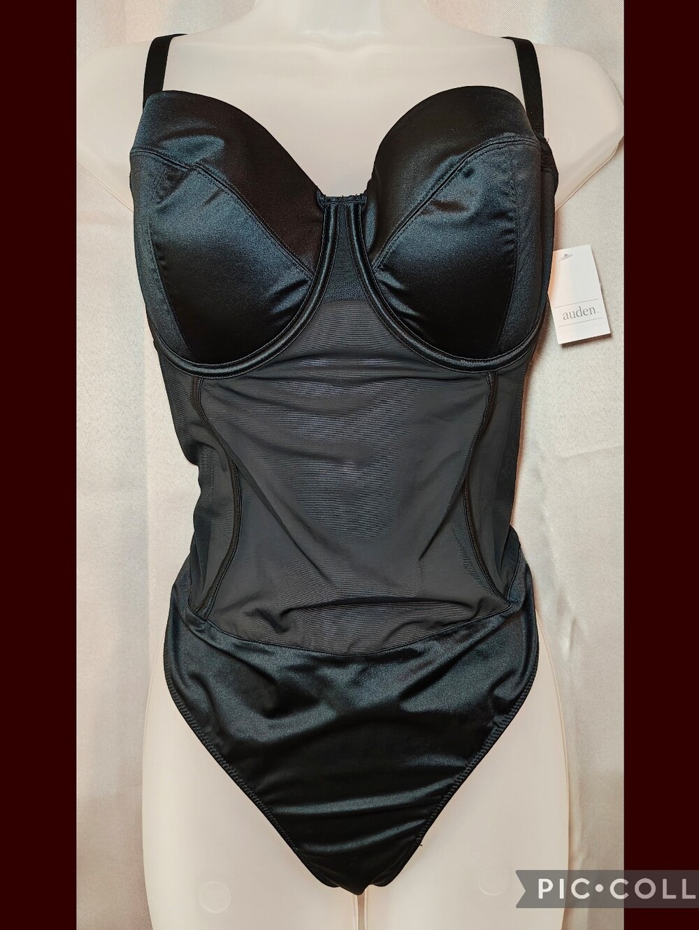 💋🖤NWT Auden Satin & Mesh Lightly Lined Lingerie Bodysuit🖤💋